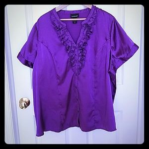 Lane Bryant purple short sleeve dress shirt